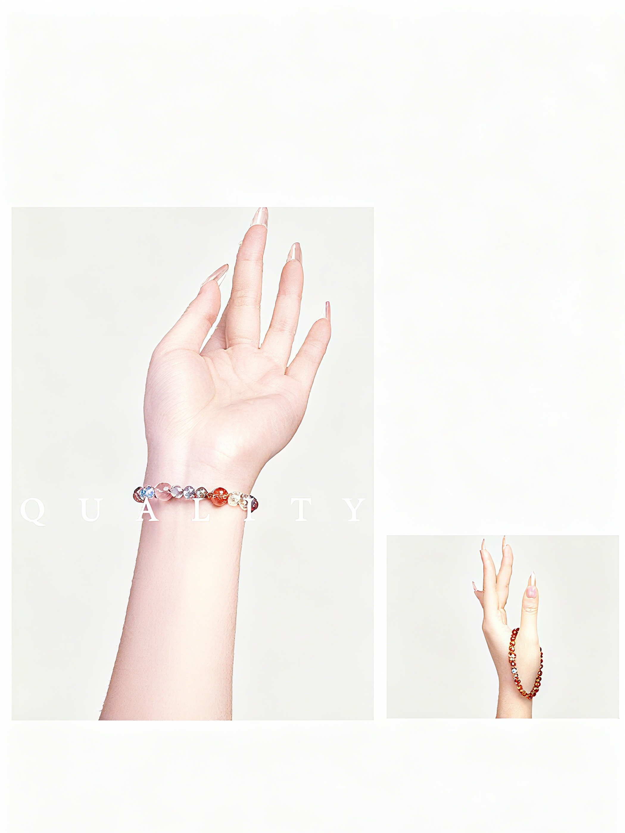 Metal+Water+Fire Rose Quartz Bracelet