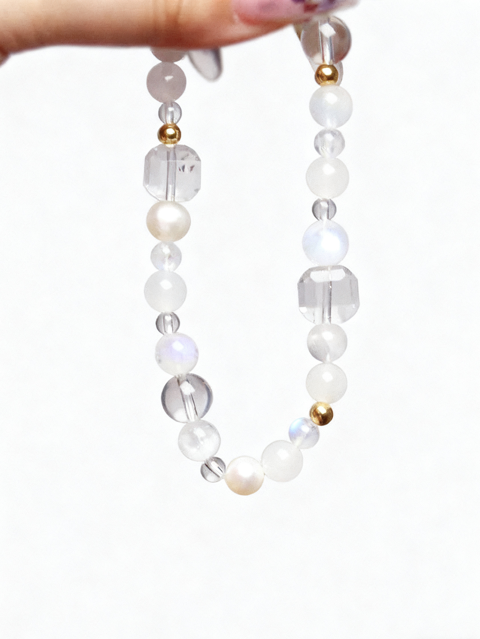 Metal Hetian Jade & White Ghost Bracelet