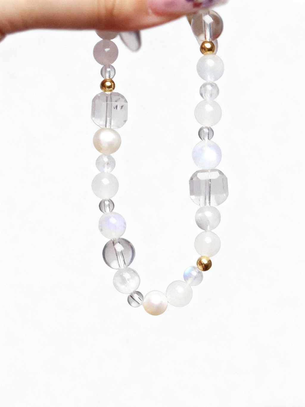 Metal Hetian Jade & White Ghost Bracelet