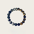 Metal+Earth Natural Obsidian & Tiger's Eye Beaded Bracelet